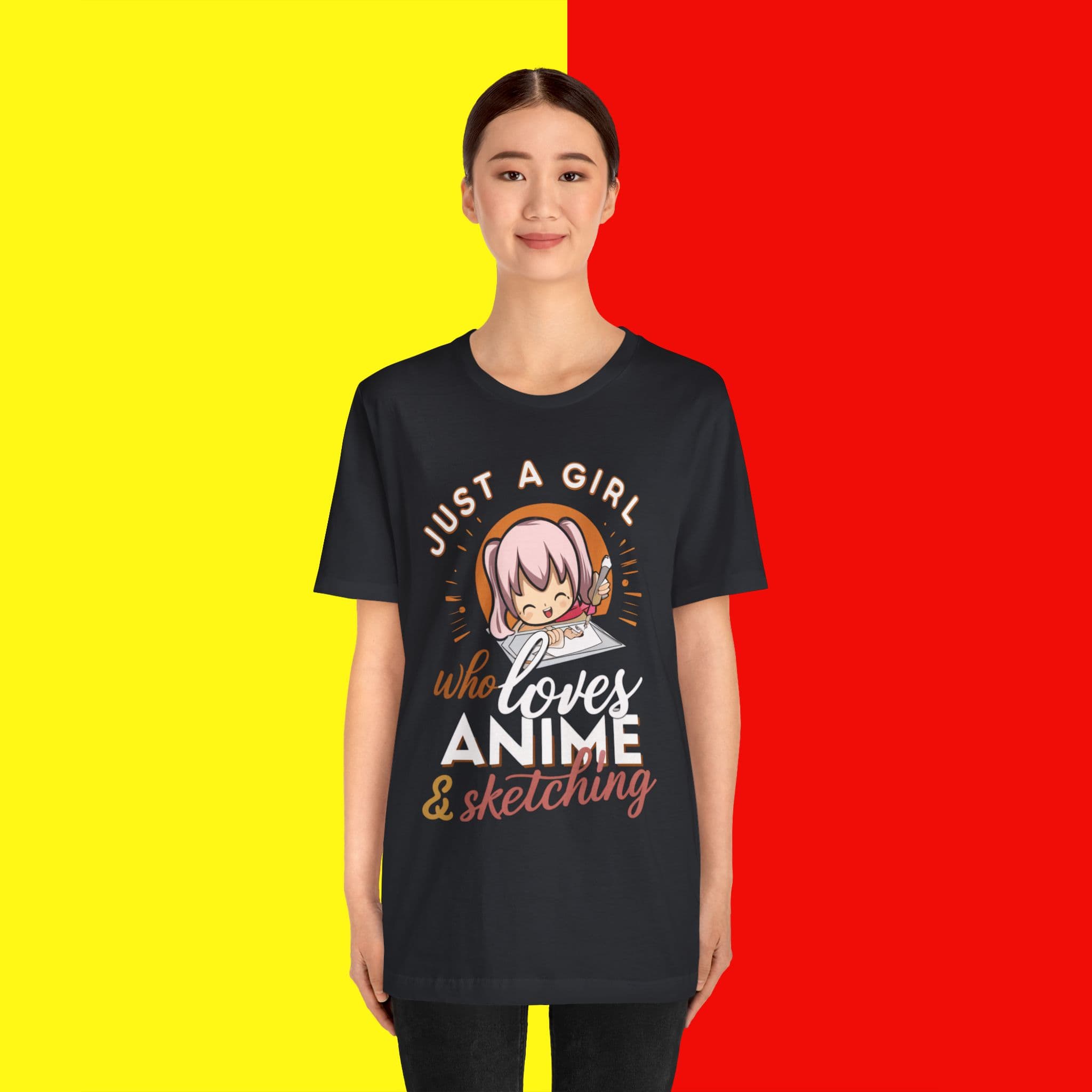 Just A Girl Who Loves Anime & Sketching T-Shirt: The Ultimate Anime Merch — detail 2
