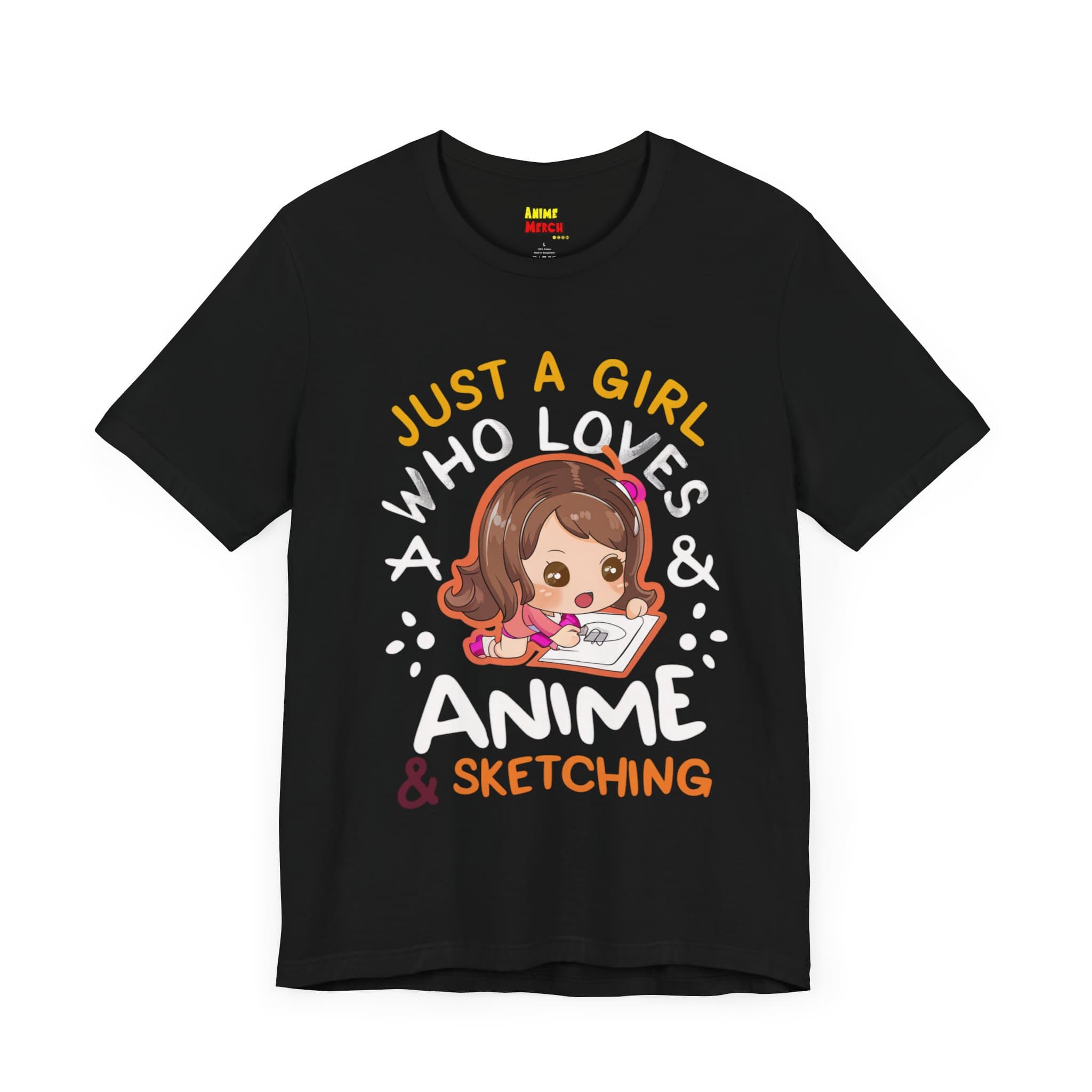 Just A Girl Who Loves Anime & Sketching T-Shirt A Perfect Manga Fans Tee — detail 1