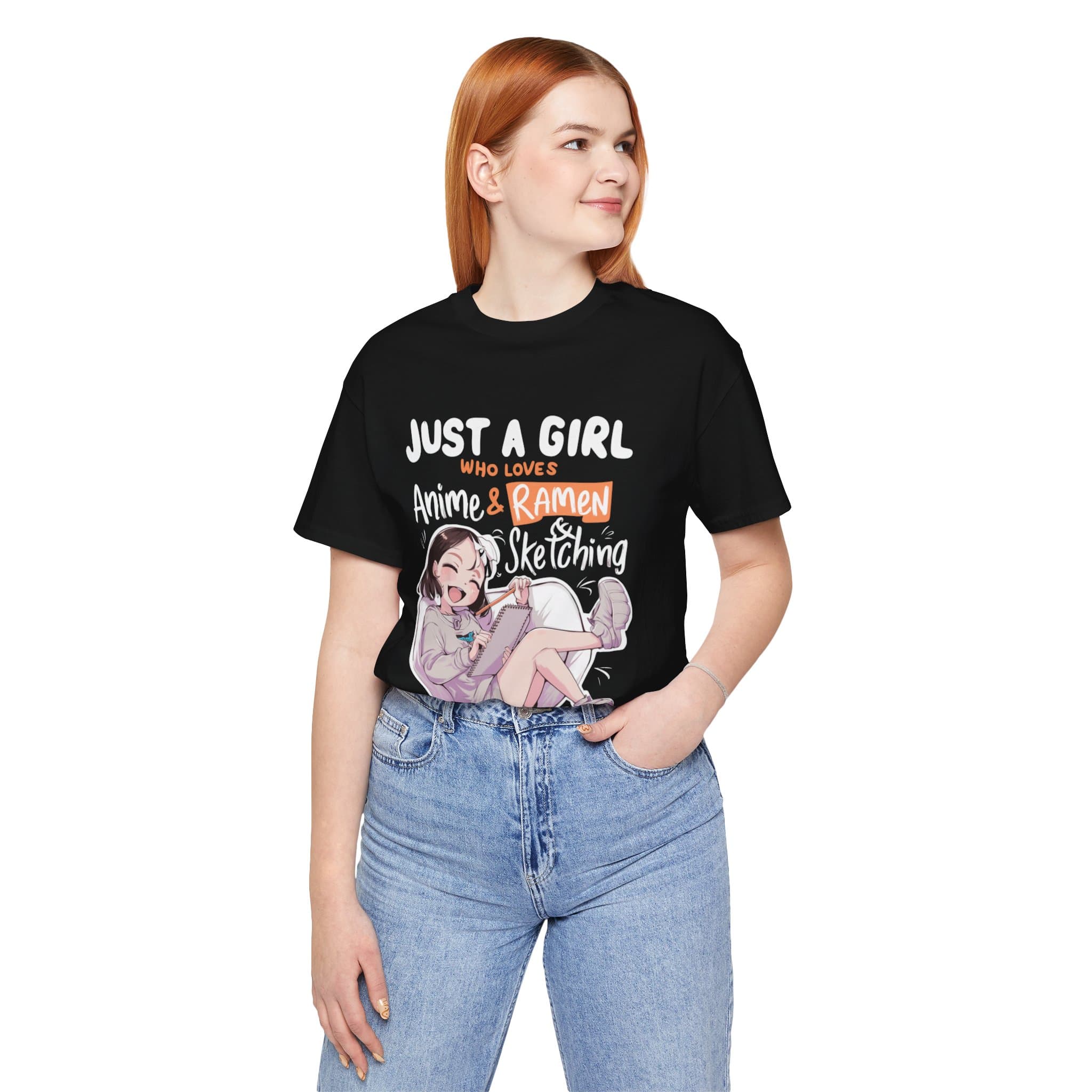 Anime Tshirt - Just A Girl Who Loves Anime, Ramen & Sketching for Manga Fans