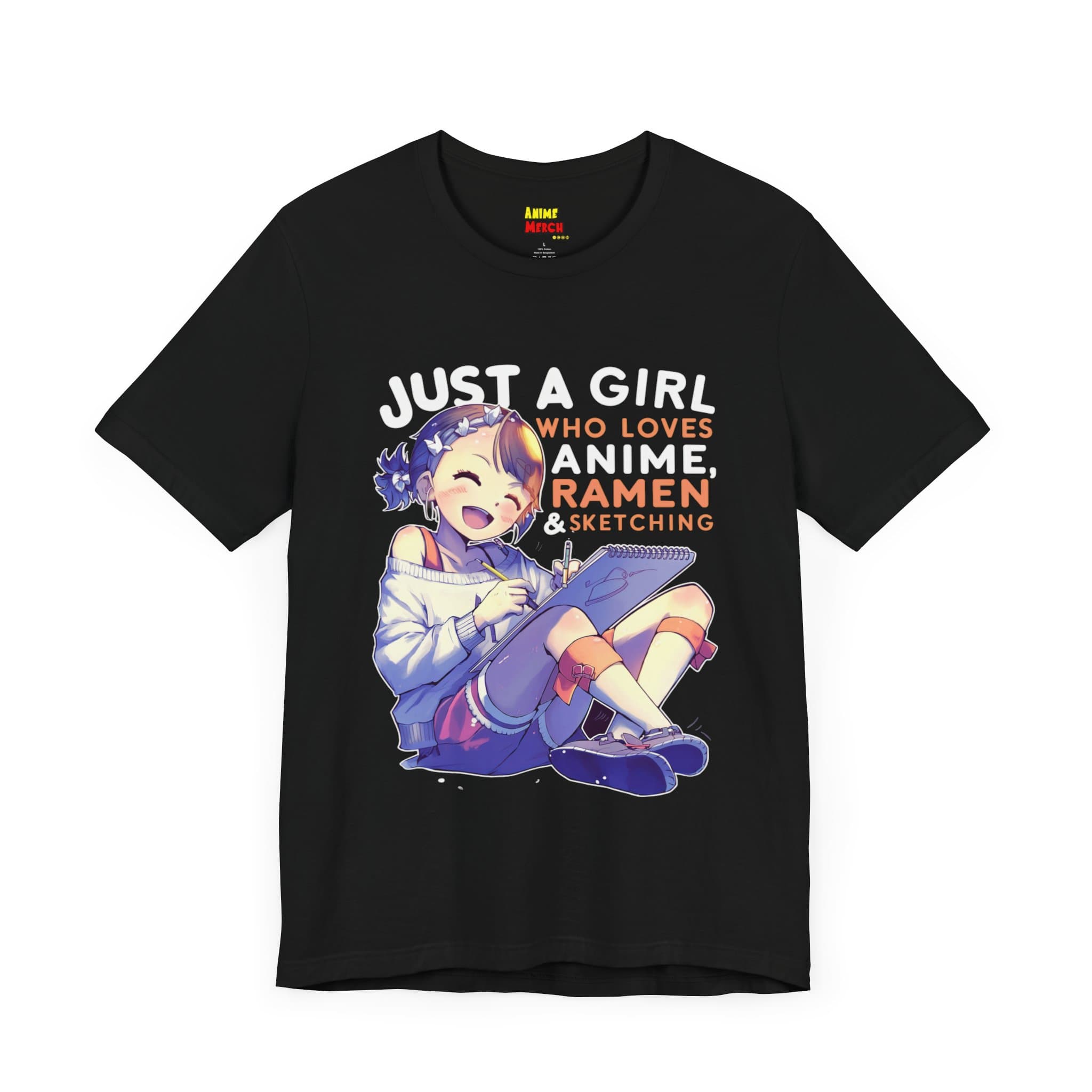 Just A Girl Who Loves Anime, Ramen & Sketching - Anime Tee, Ramen Lover Shirt — detail 1