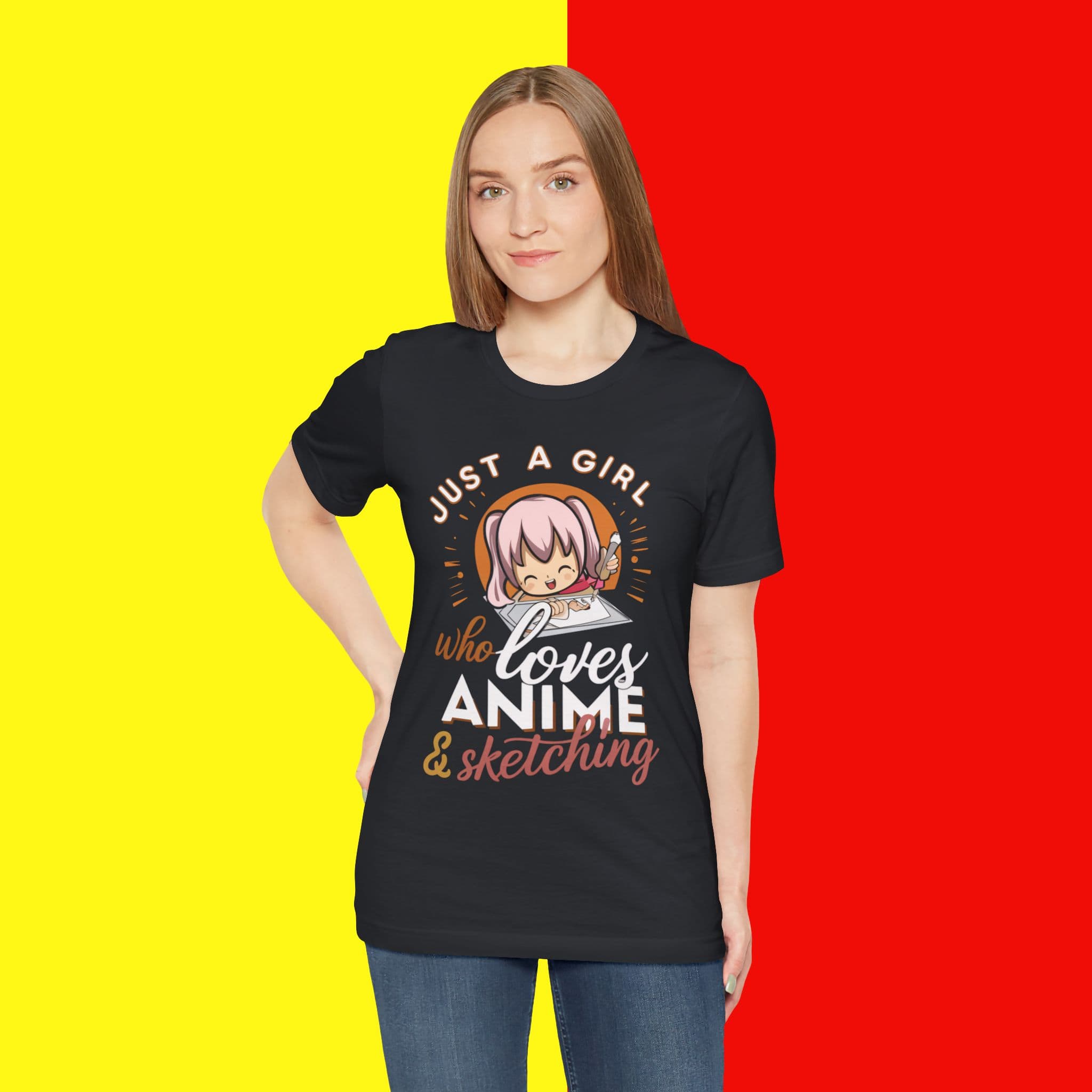 Just A Girl Who Loves Anime & Sketching T-Shirt: The Ultimate Anime Merch — detail 1