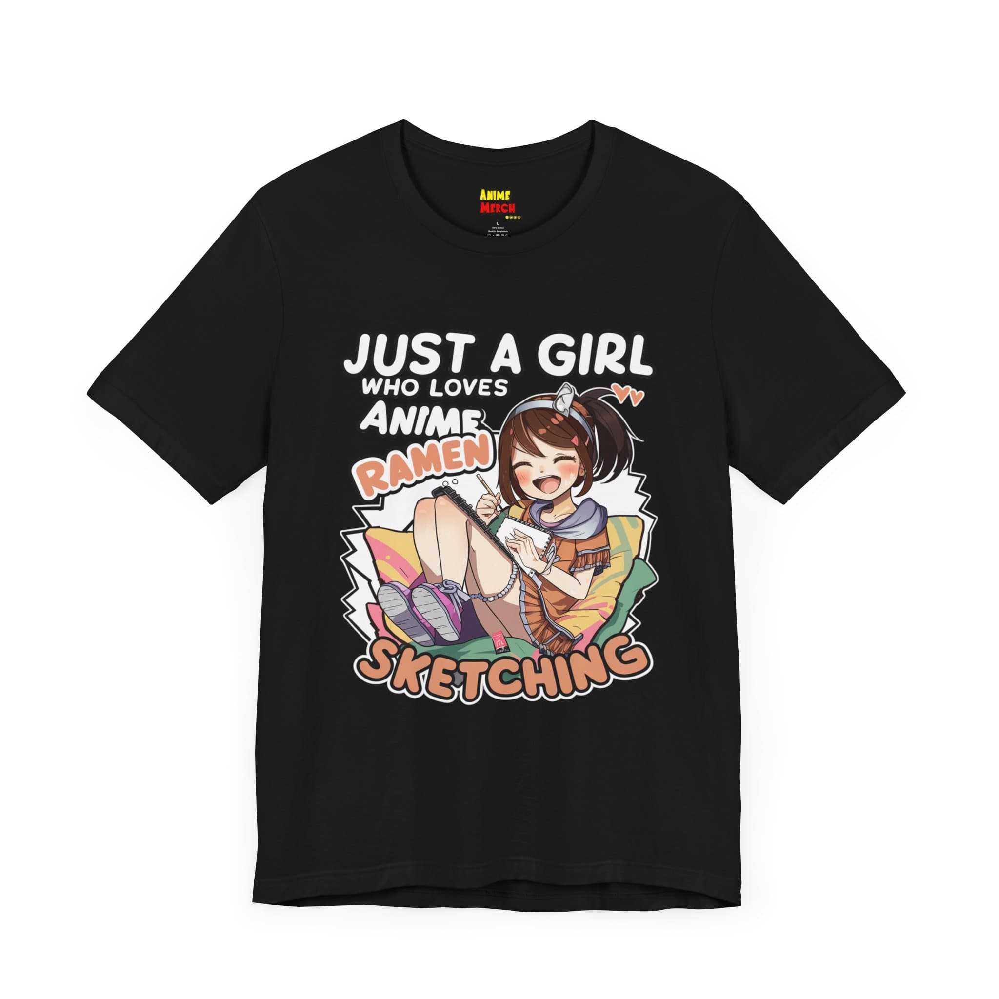 Just A Girl Who Loves Anime, Ramen & Sketching - Anime Tee, Ramen T-Shirt — detail 1
