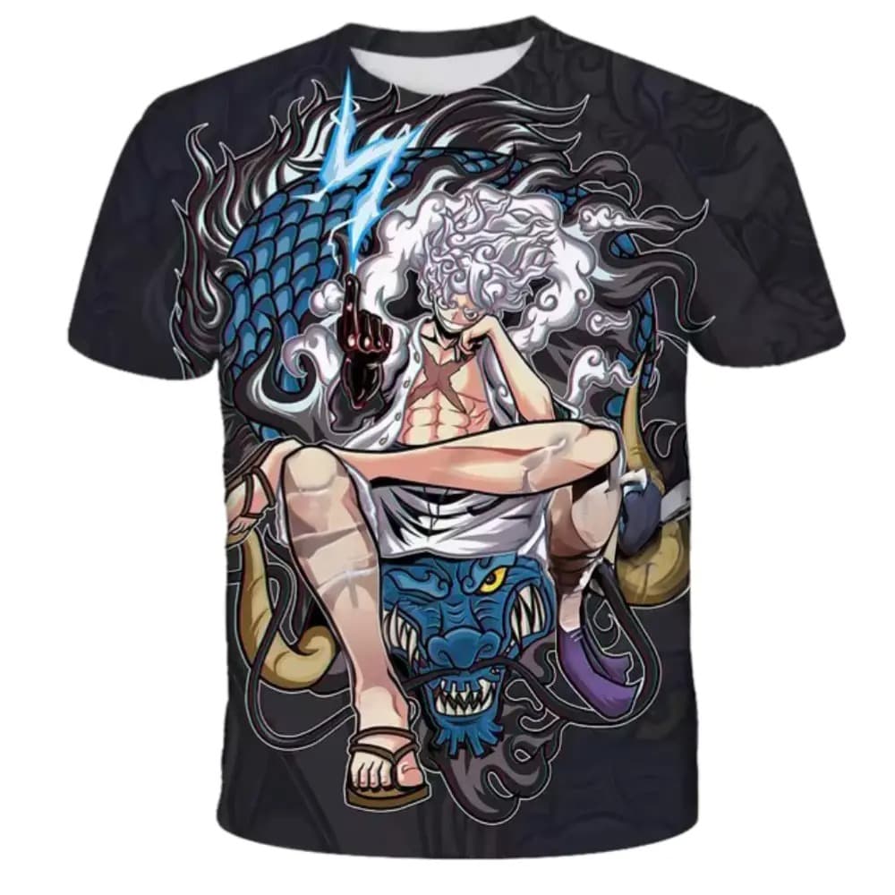 Anime One Piece Luffy Gear 5 Printed T-Shirt