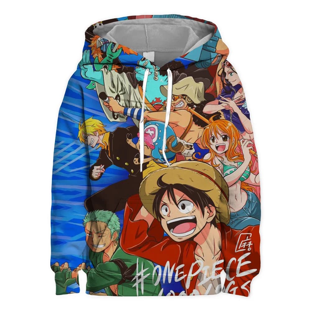 One Piece Luffy 3D Printed Hoodie For Boys Streetwear Pullover 100-160cm — detail 2