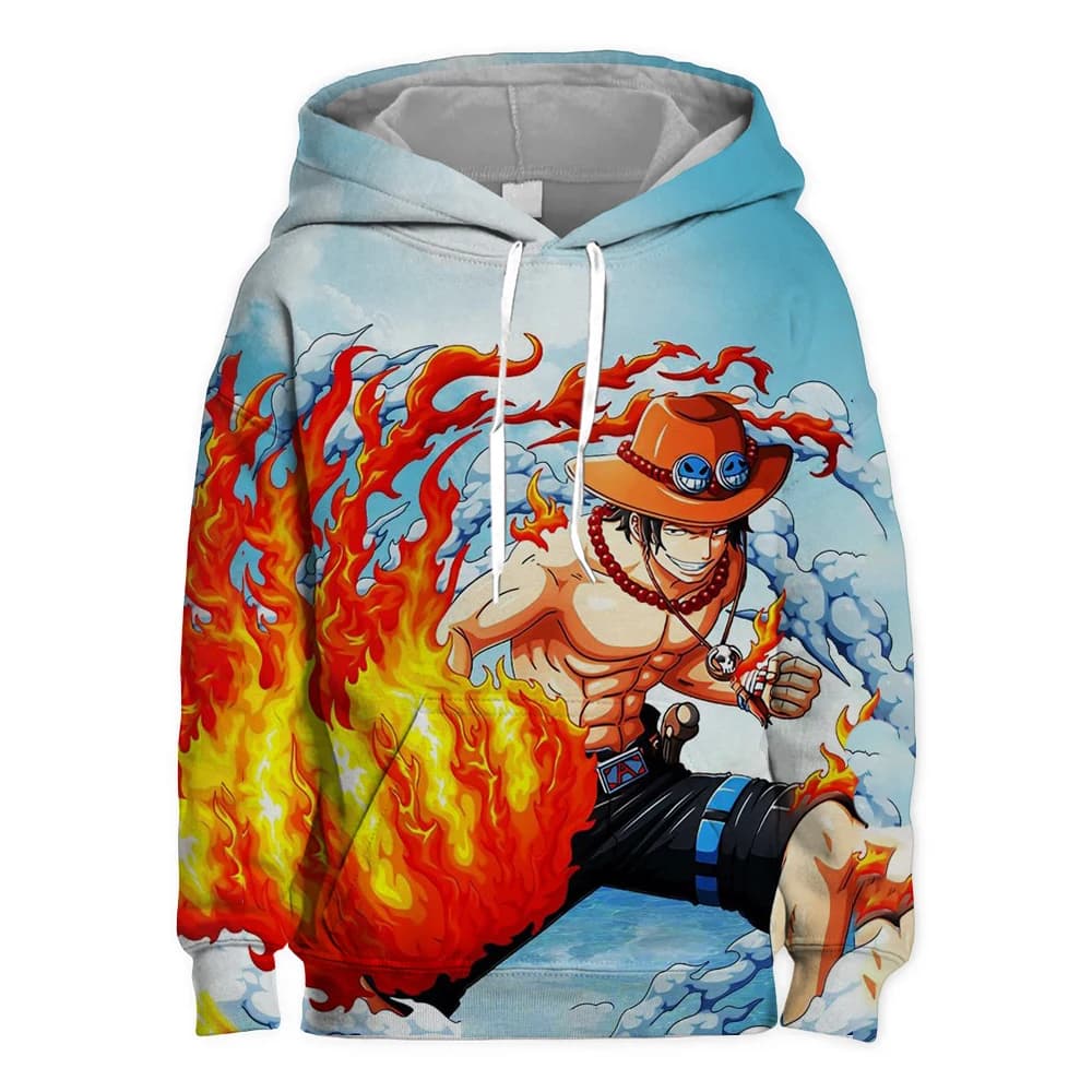 One Piece Luffy 3D Printed Hoodie For Boys Streetwear Pullover 100-160cm — detail 1