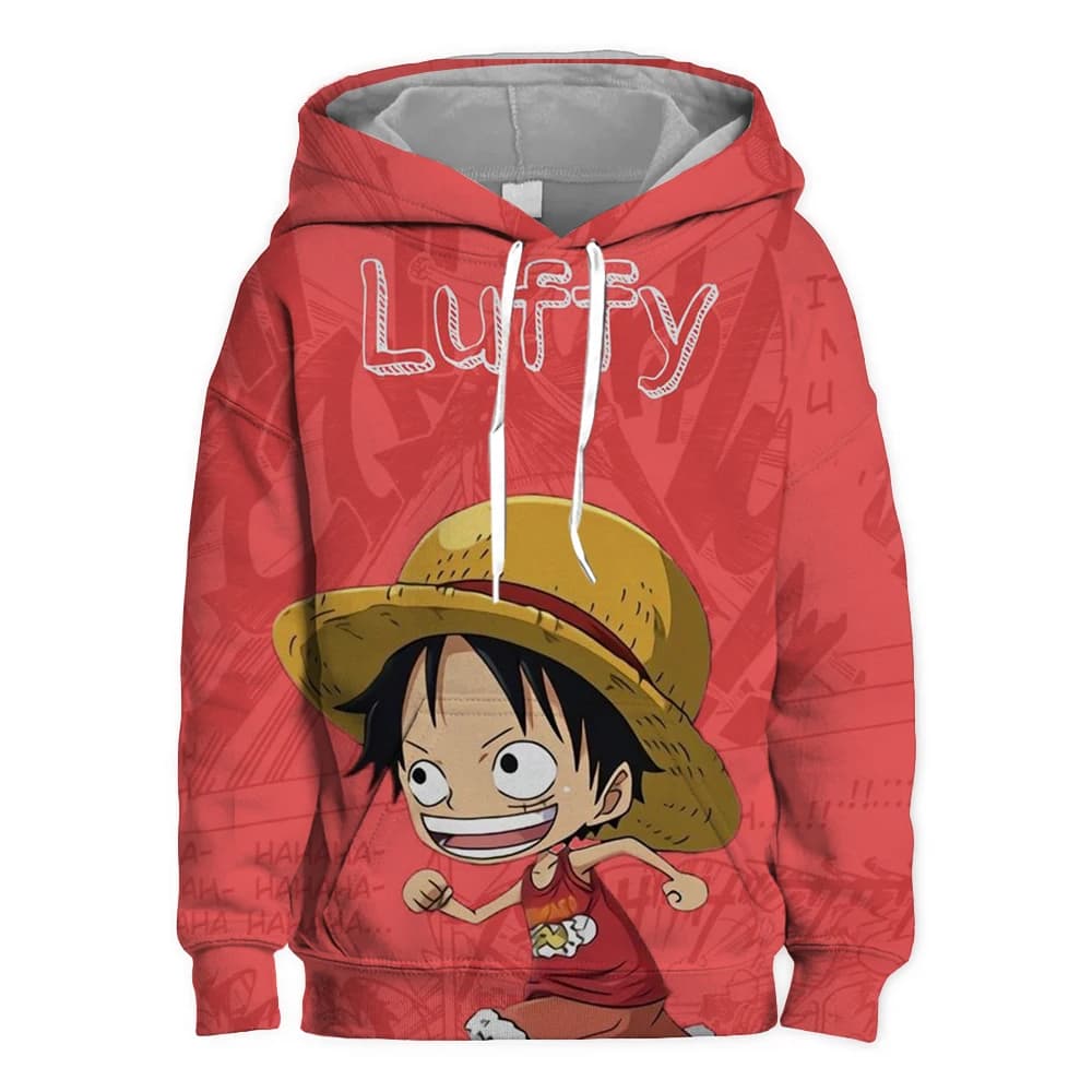 One Piece Luffy 3D Printed Hoodie For Boys Streetwear Pullover 100-160cm