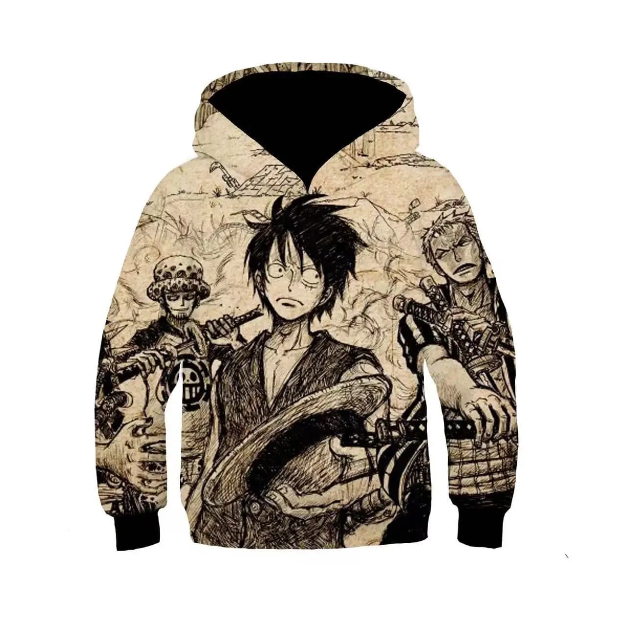 Anime One Piece Characters Printed Casual Hoodie