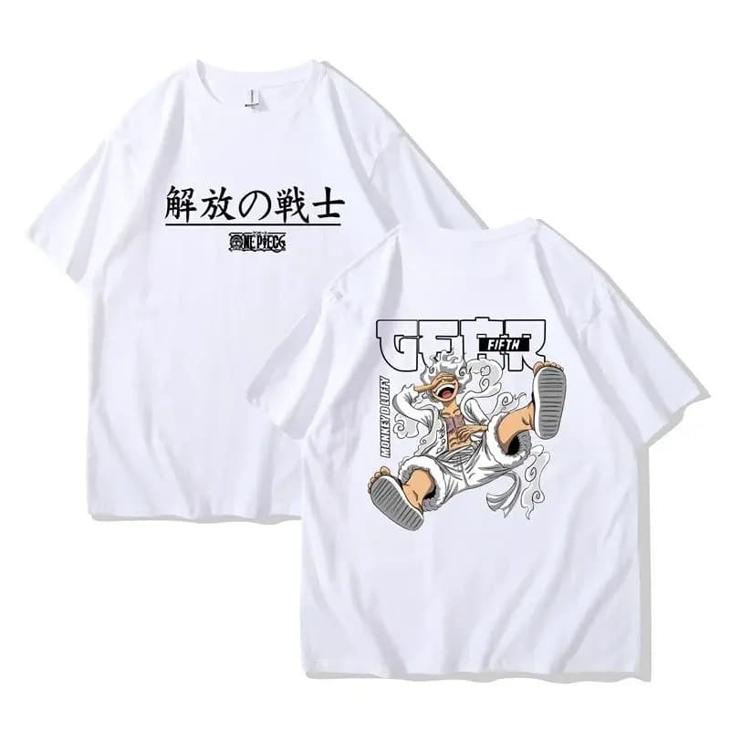 Anime One Piece Straw Hat Pirates Nika Gear 5 Monkey D. Luffy T-Shirt — detail 1
