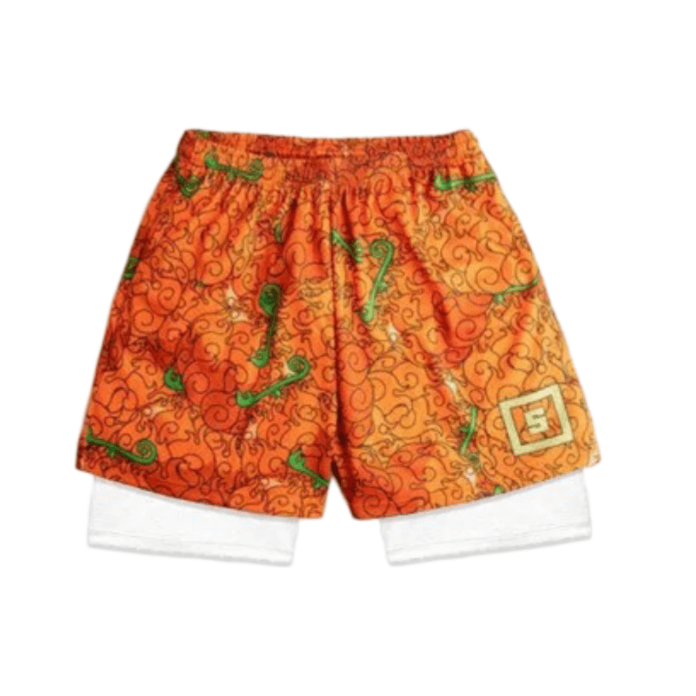 One Piece Anime Mera Mera No Mi Double Layer Sports Shorts