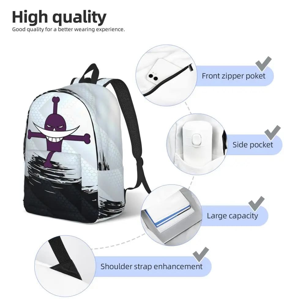 One Piece Anime Whitebeard Pirates Printed Backpack — detail 2