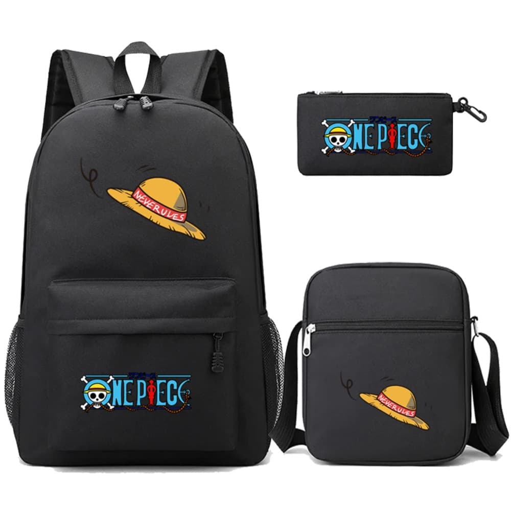 3 Pcs/Set Anime One Piece Straw Hat School Bag