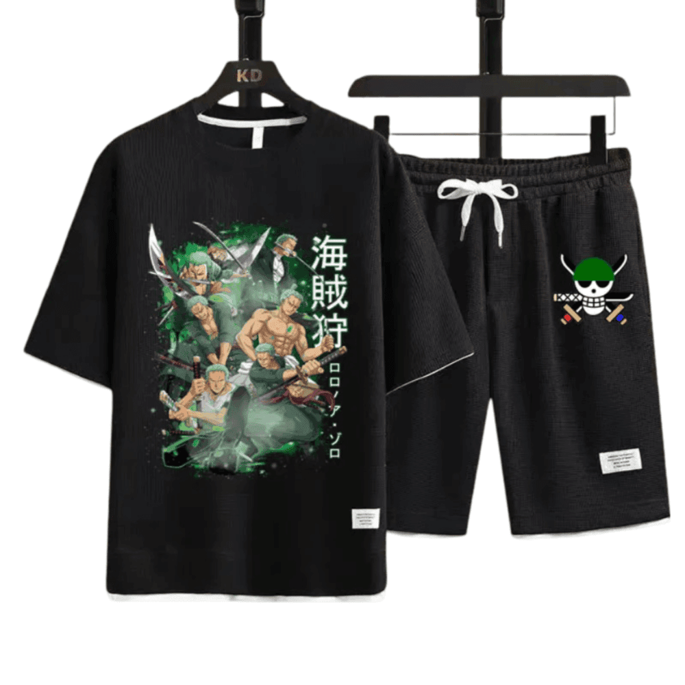 Anime One Piece Roronoa Zoro T-Shirt Shorts Set — detail 1