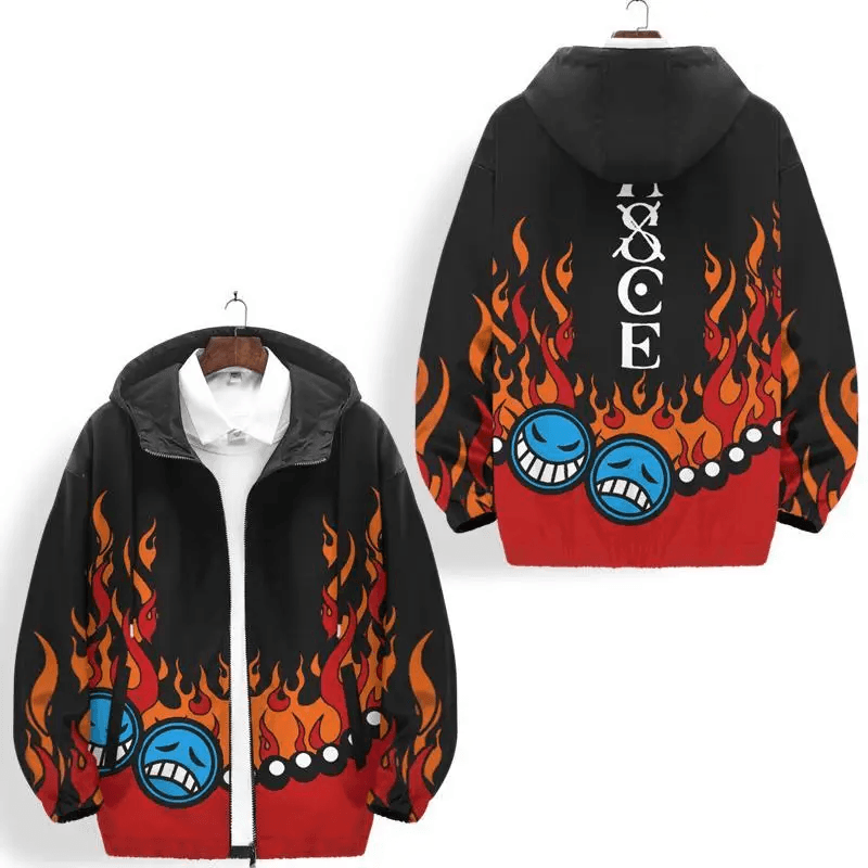 Anime One Piece Portgas D. Ace Hooded Jacket — detail 2
