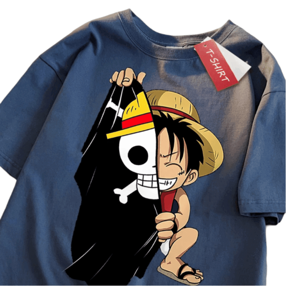 Anime One Piece Skull Print Cotton T-Shirt — detail 2