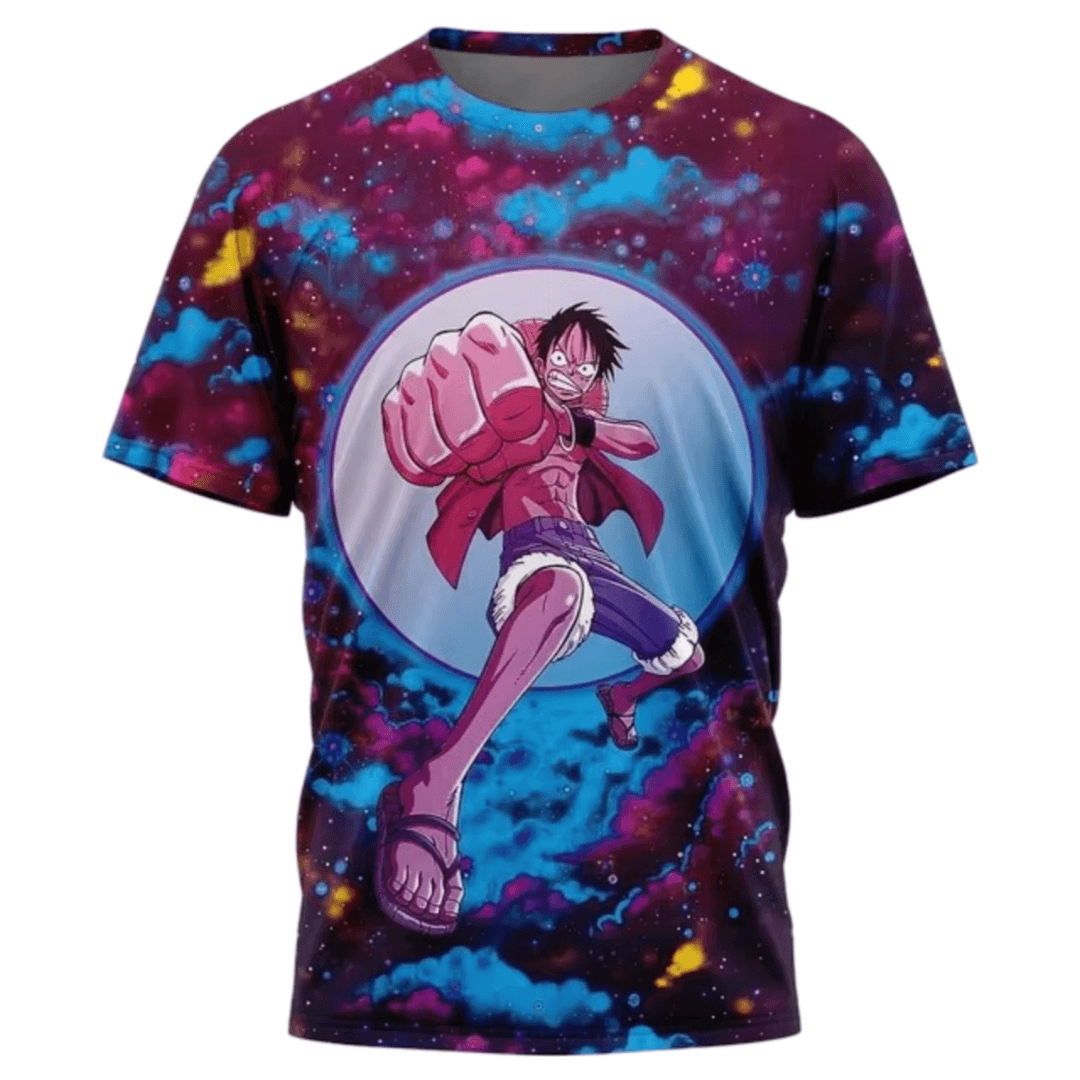 Anime One Piece Lunar Ring Monkey D. Luffy Printed T-Shirt