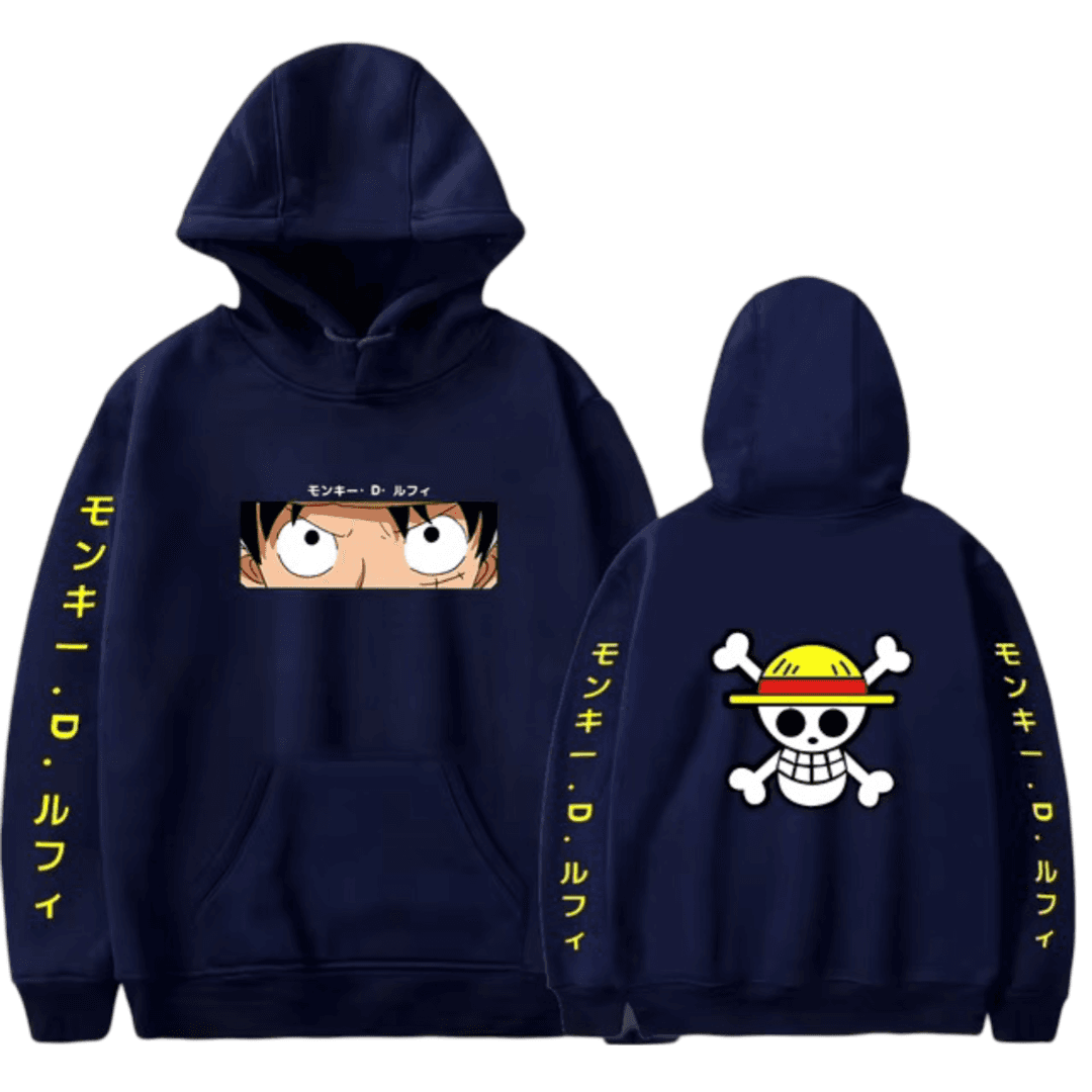 One Piece Anime Monkey D. Luffy Printed Hoodie — detail 1