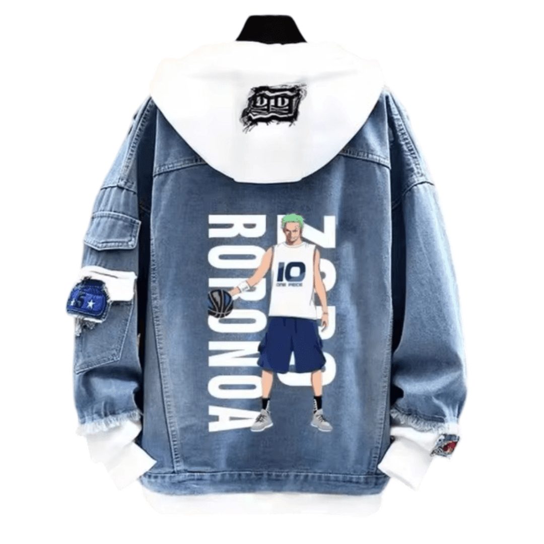 Anime One Piece Roronoa Zoro Printed Denim Jacket