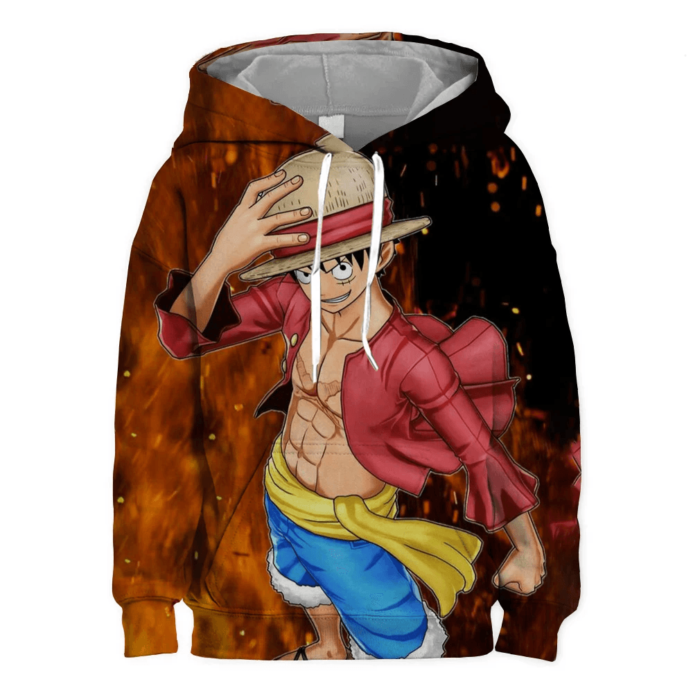 100-160 Anime One Piece Monkey D. Luffy Casual Hoodie For Men