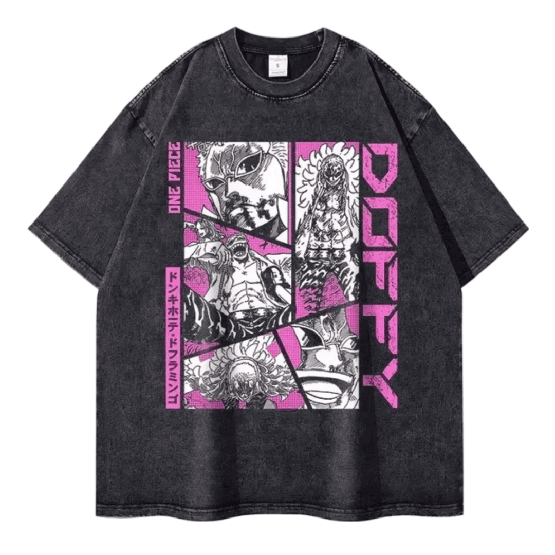 Anime One Piece Donquixote Doflamingo Printed Short Sleeve T-Shirt