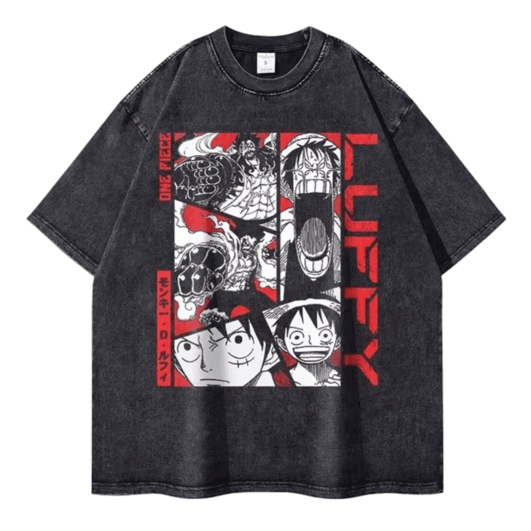 Anime One Piece Monkey D. Luffy Printed Short Sleeve T-Shirt