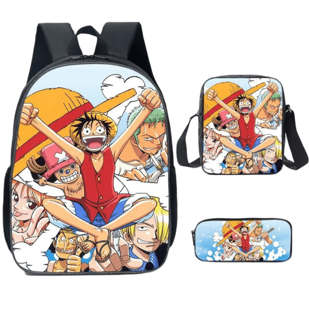 Anime One Piece Character Backpack Lunch Bag With Pencil Case