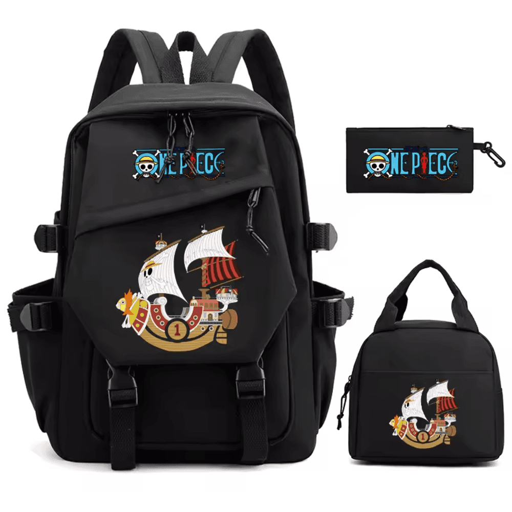 3Pcs/set Anime One Piece Thousand Sunny Printed Backpack