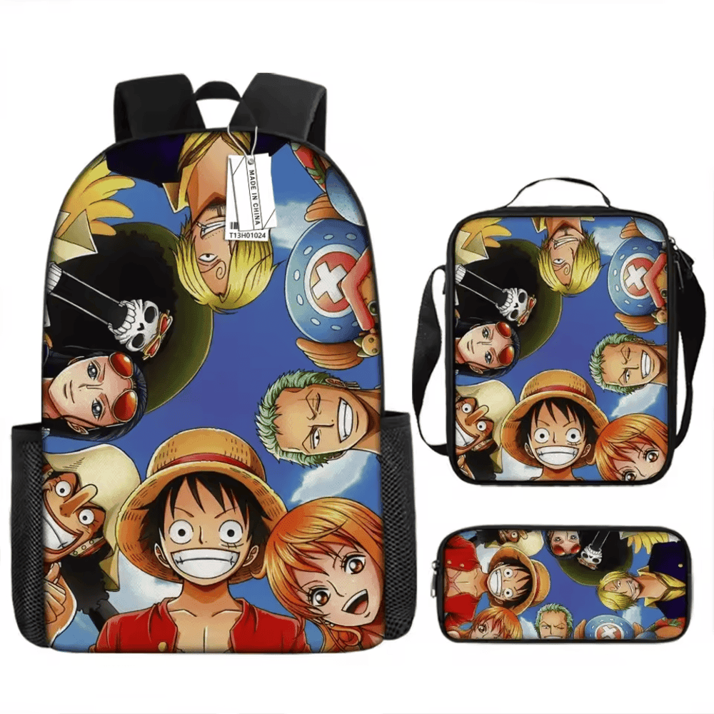 One Piece Anime Luffy And Friends Printed 3Pcs/set School Bag