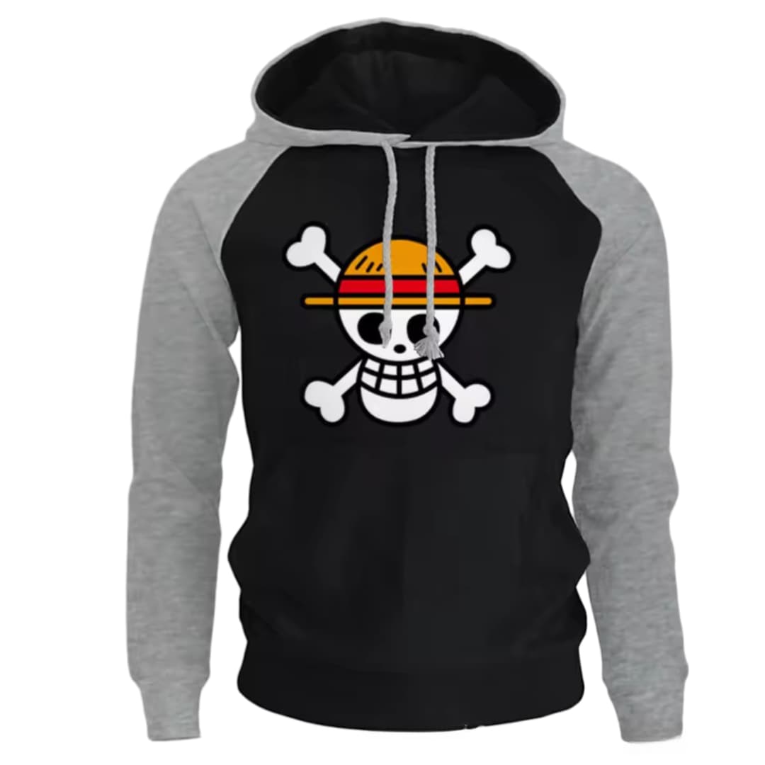 Anime One Piece Skull Printed Casual Hoodie — detail 1