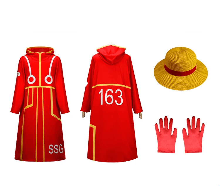 Anime One Piece Luffy Hooded Coat And Gloves With Socks Cosplay Costume — detail 1