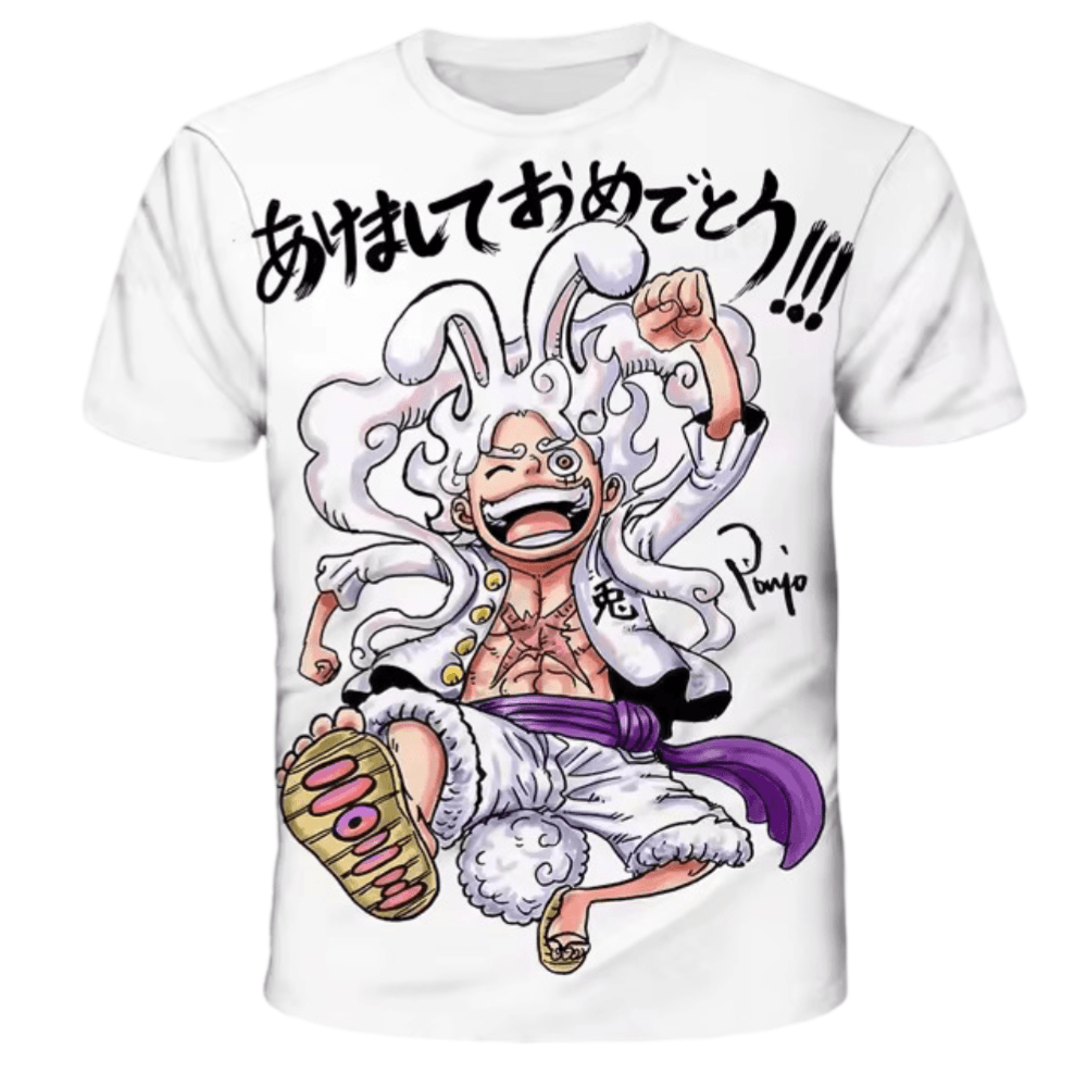 One Piece Monkey D. Luffy Gear 5 Anime Printed T-Shirt
