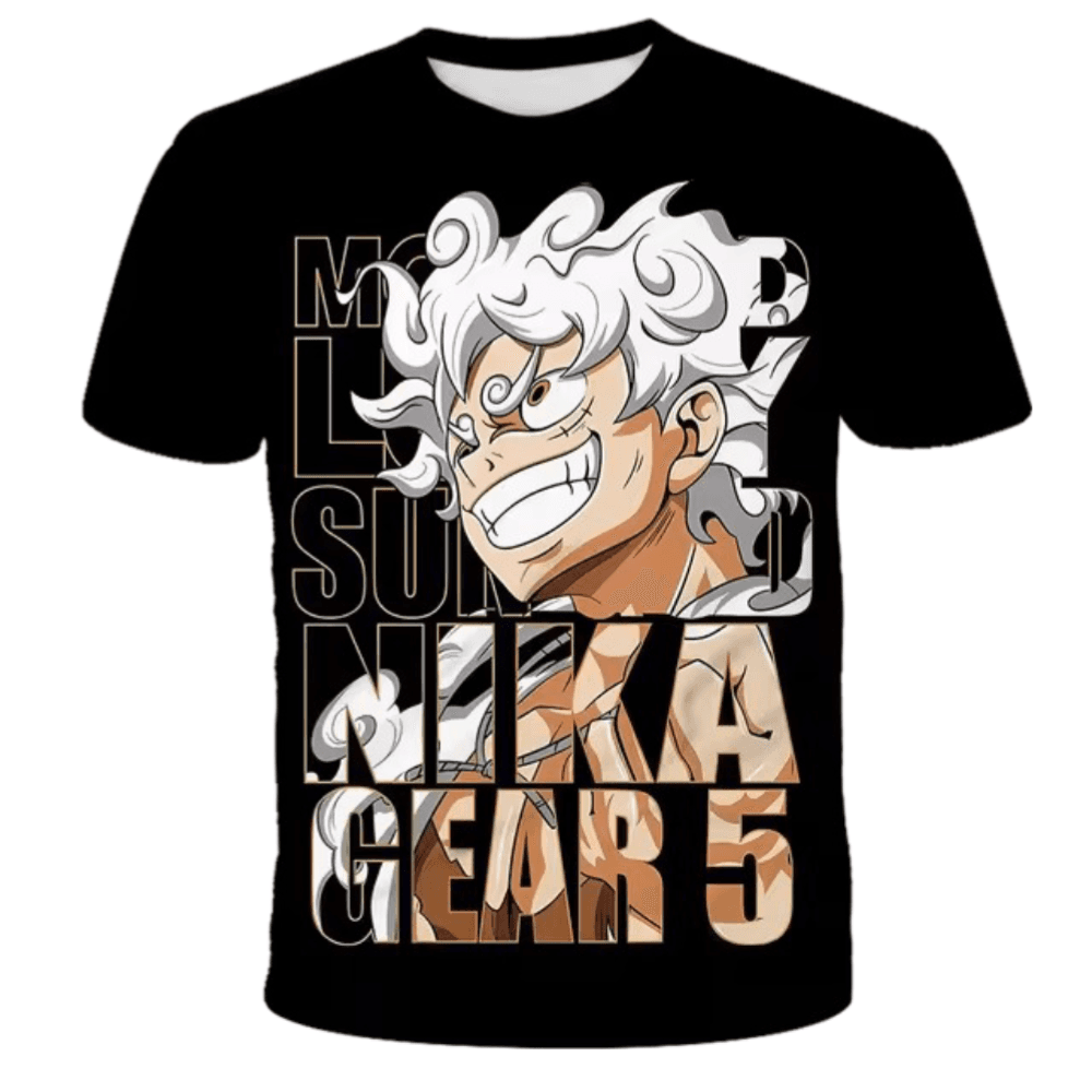 Anime One Piece Monkey D Luffy Sun God Nika Gear 5 T-Shirt