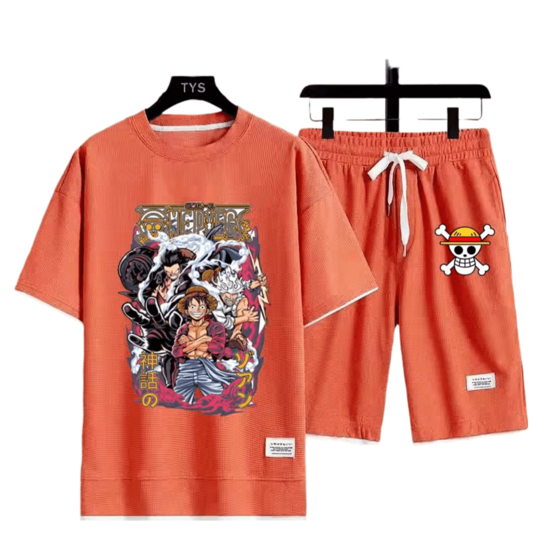 Anime One Piece Luffy Summer T-Shirt And Shorts Set — detail 1