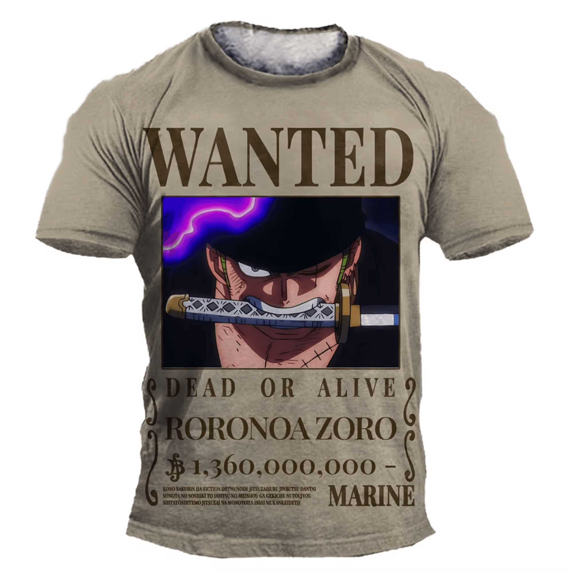 Anime One Piece Dead Or Alive Roronoa Zoro T-Shirt