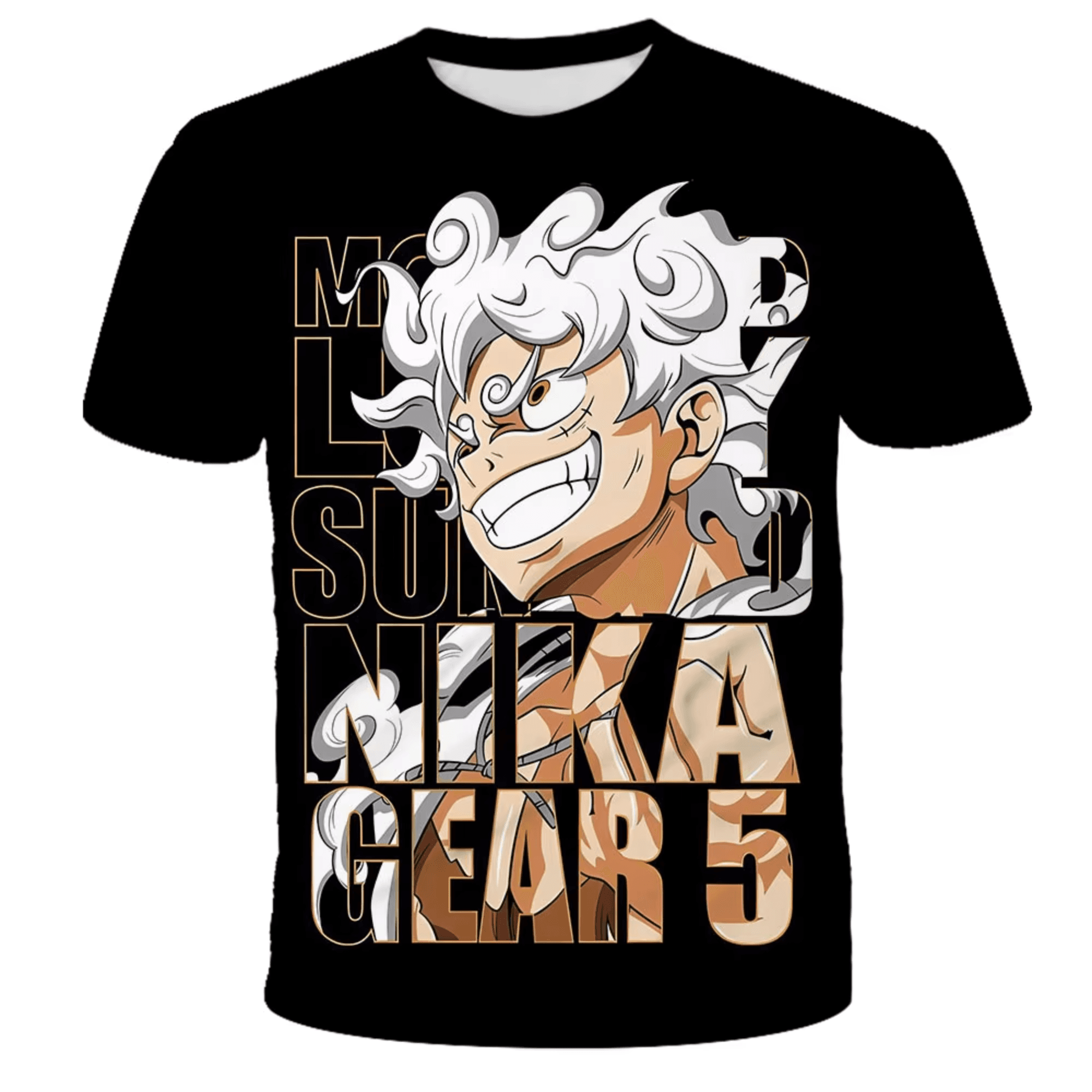 Anime One Piece Monkey D. Luffy Gear 5 Black T-Shirt