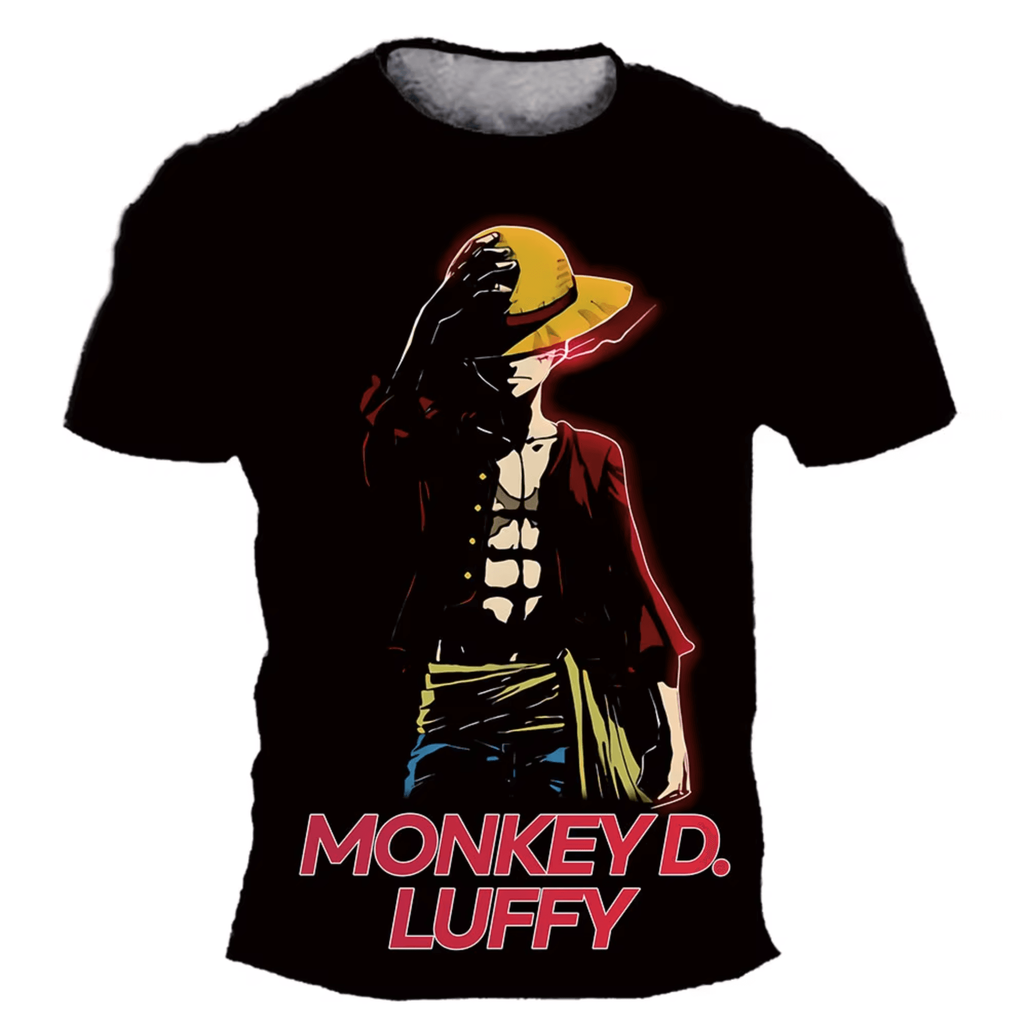 Anime One Piece Luffy Short Sleeve Black T-Shirt