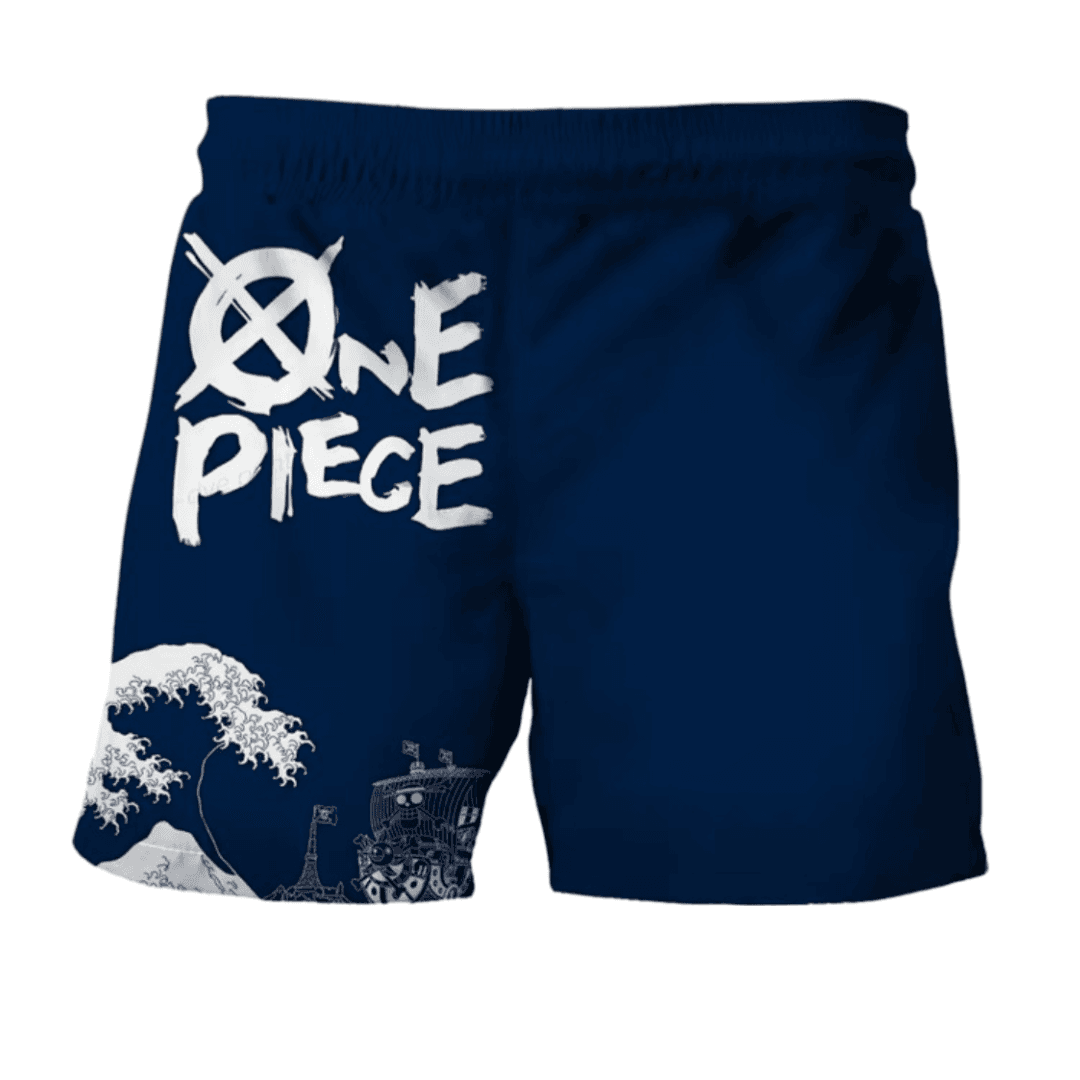 Anime One Piece Wave Blue Shorts