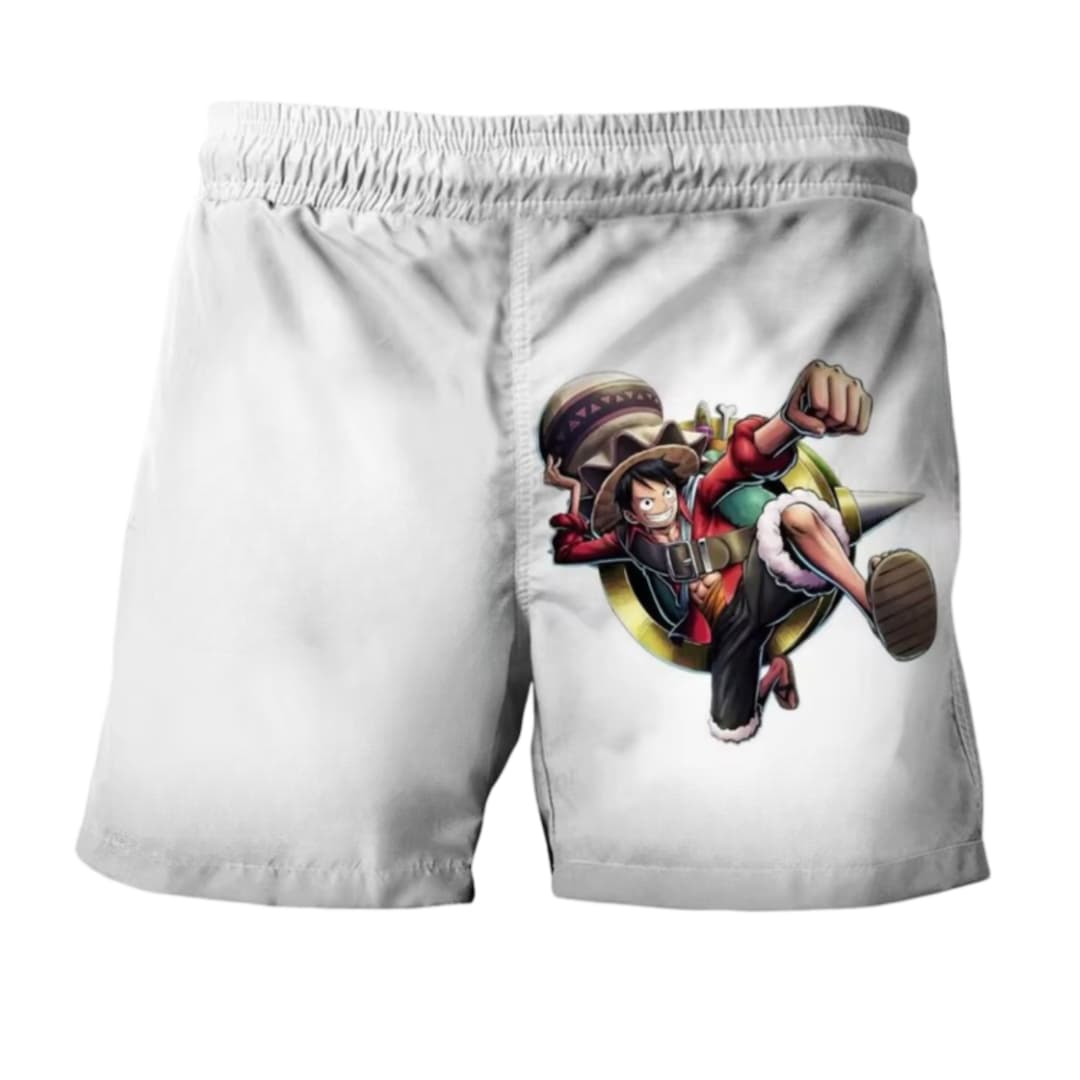 Anime One Piece Luffy White Shorts