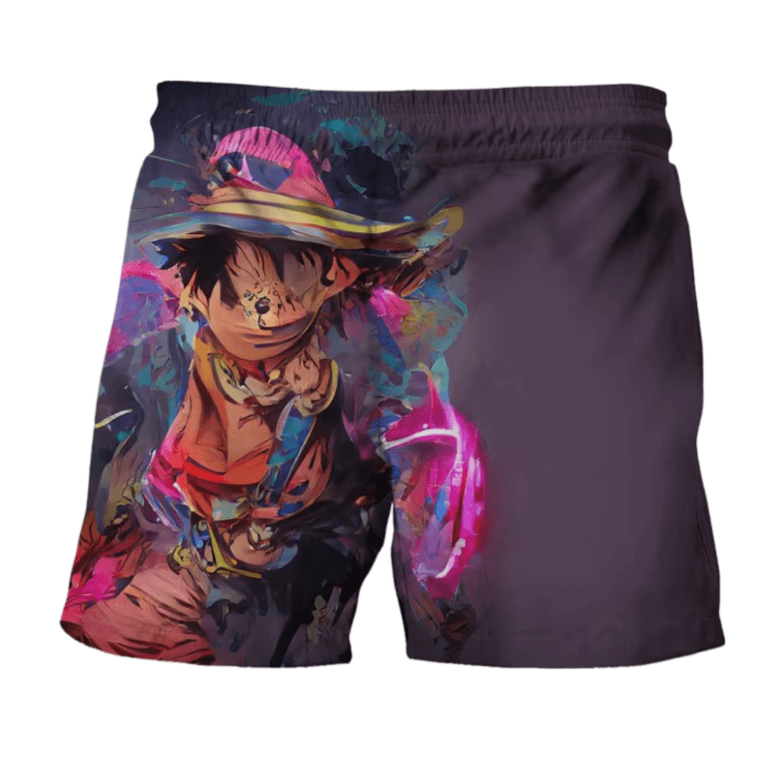 Anime One Piece Luffy Art Purple Shorts