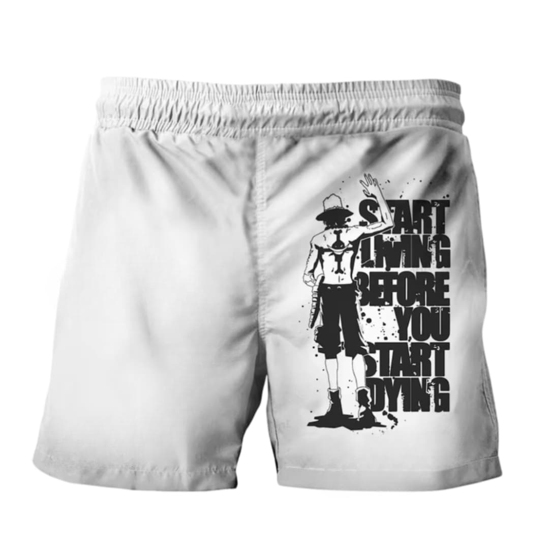 Anime One Piece Portgas D. Ace White Shorts