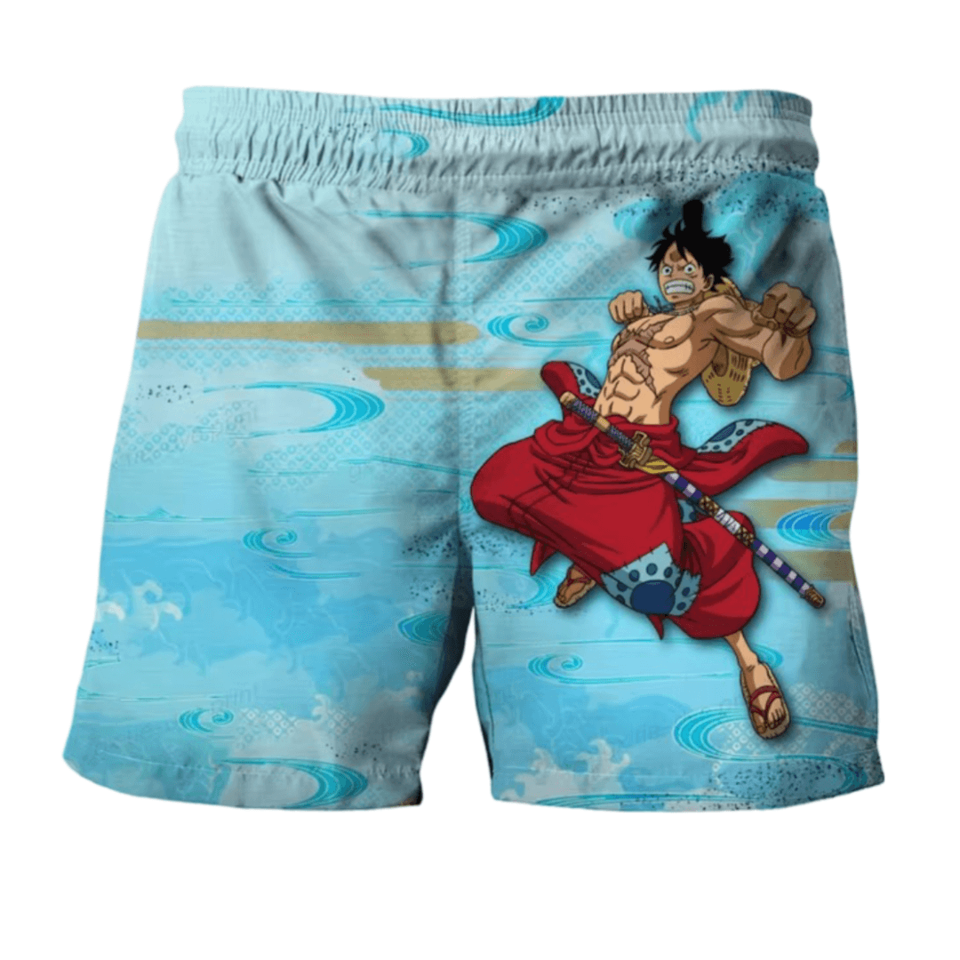 Anime One Piece Monkey D. Luffy Blue Shorts