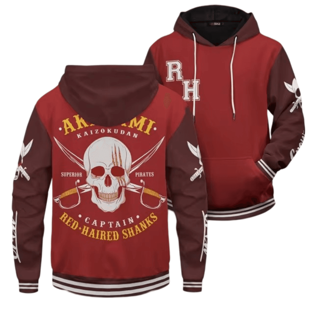 Anime One Piece Red Haired Pirates Logo Hoodie — detail 1