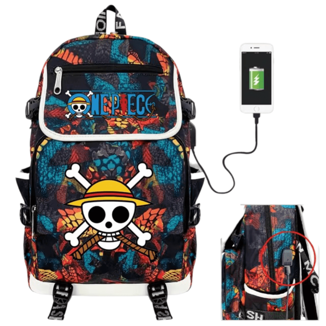 Anime One Piece Monkey D. Luffy USB Charging Backpack — detail 1