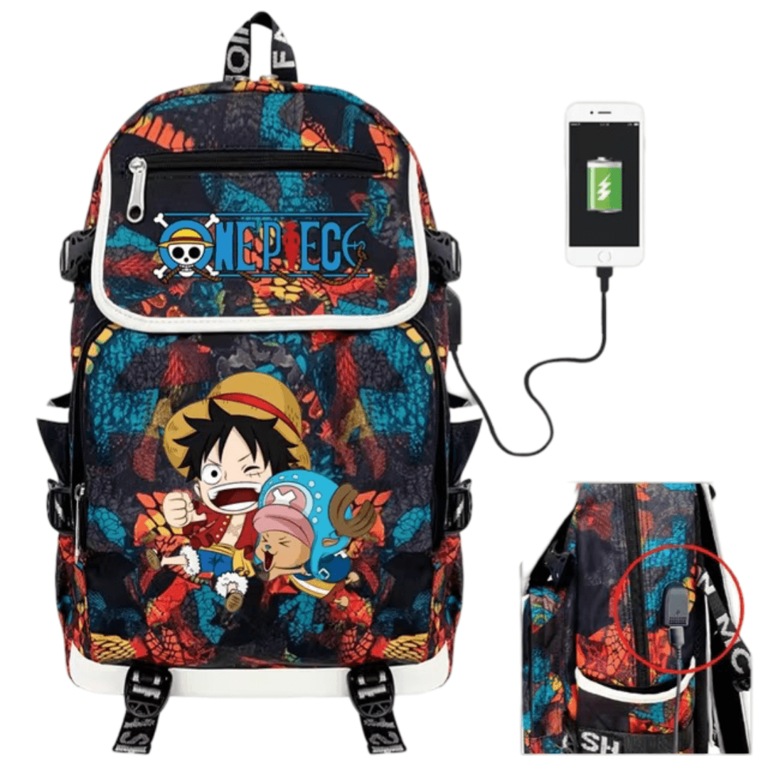 Anime One Piece Luffy And Chopper USB Charging Backpack — detail 1