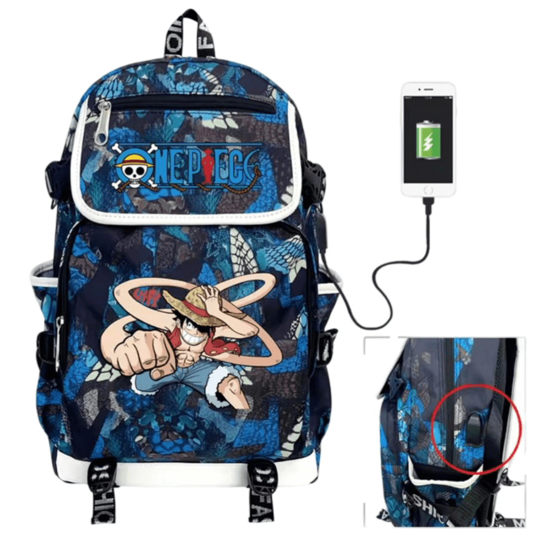 One Piece Anime Monkey D. Luffy USB Charging Backpack — detail 1