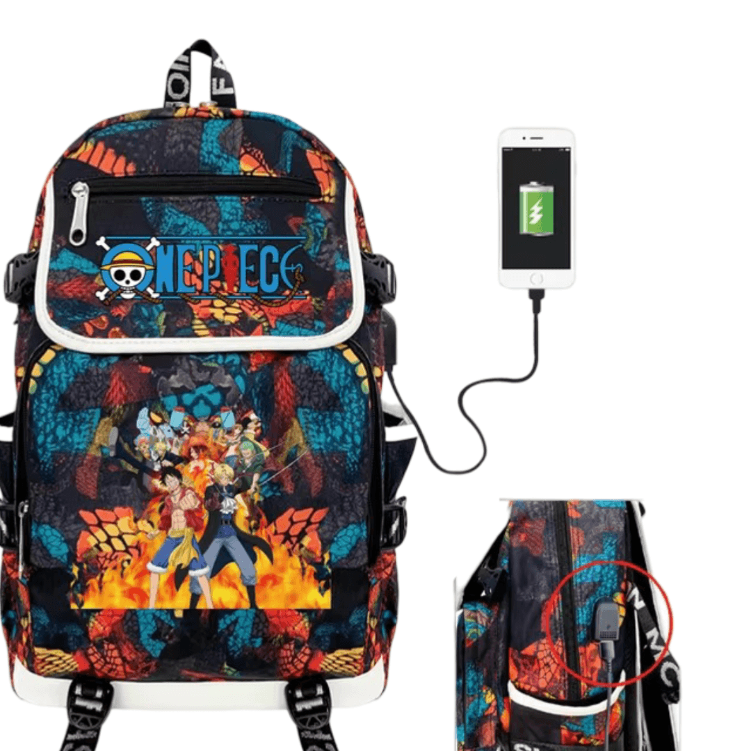 Anime One Piece Character USB Charging Backpack — detail 1