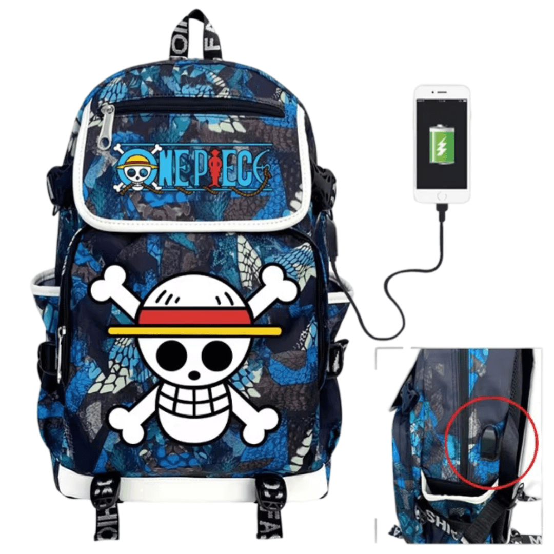 Anime One Piece Straw Hat Pirates USB Charging Backpack — detail 1
