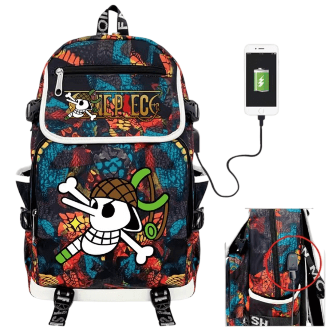 Anime One Piece Usopp Symbol USB Charging Backpack — detail 1