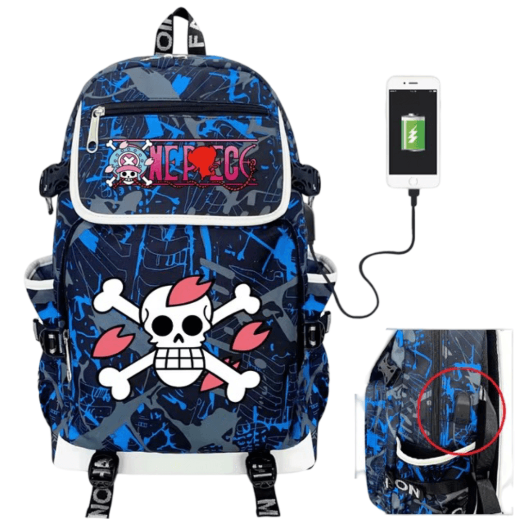 Anime One Piece Sakura Kingdom Symbol USB Charging Backpack — detail 1