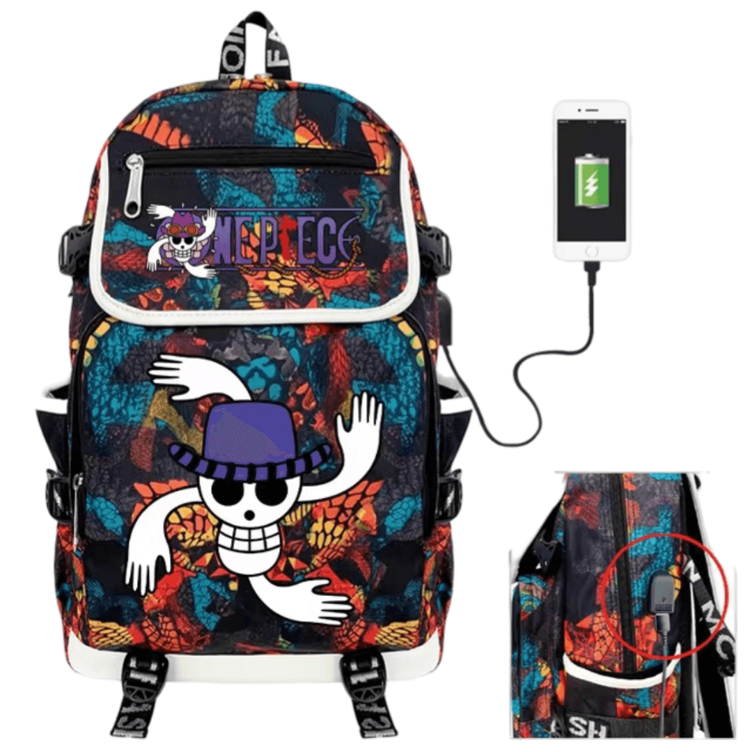 Anime One Piece Nico Robin Symbol USB Charging Backpack — detail 1
