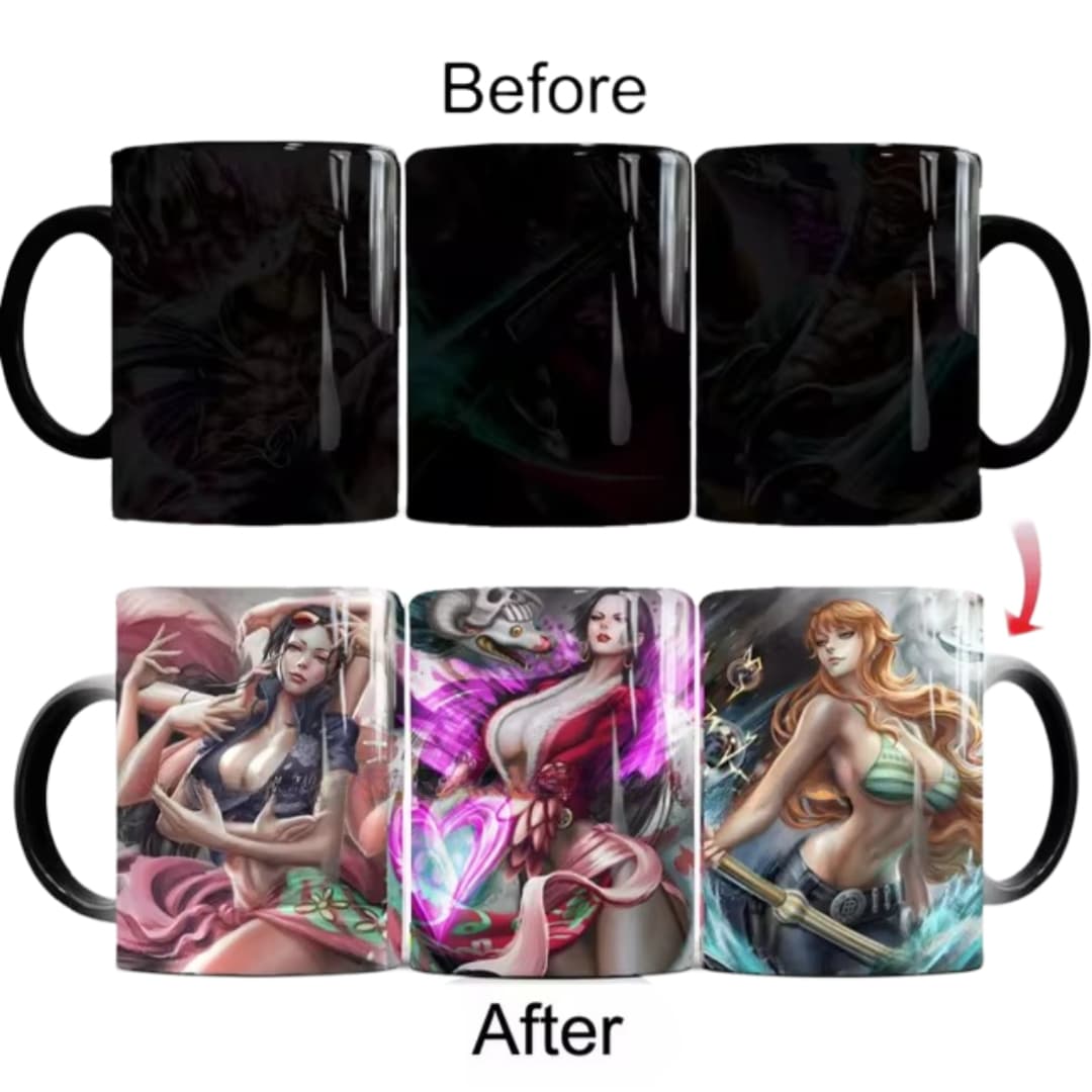 Anime One Piece Nami And Hancock With Robin Magic Mug — detail 1